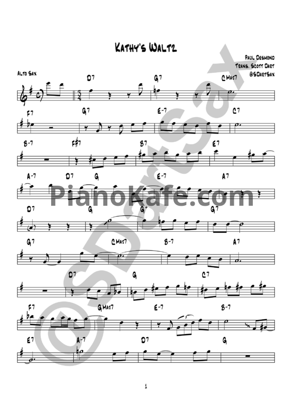 Ноты Paul Desmond - Kathy's waltz - PianoKafe.com