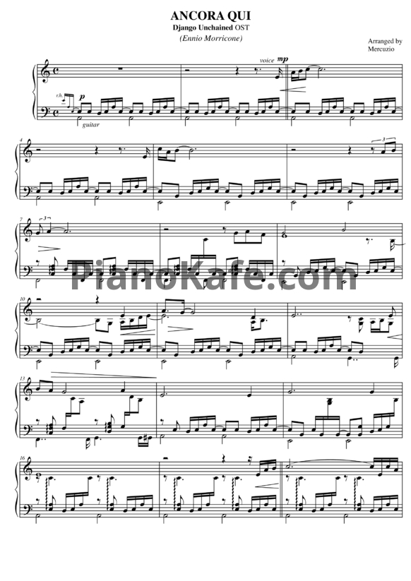 Ноты Ennio Morricone - Ancora qui - PianoKafe.com