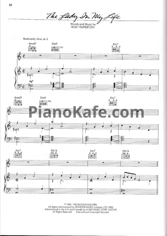Ноты Michael Jackson - The lady in my life - PianoKafe.com