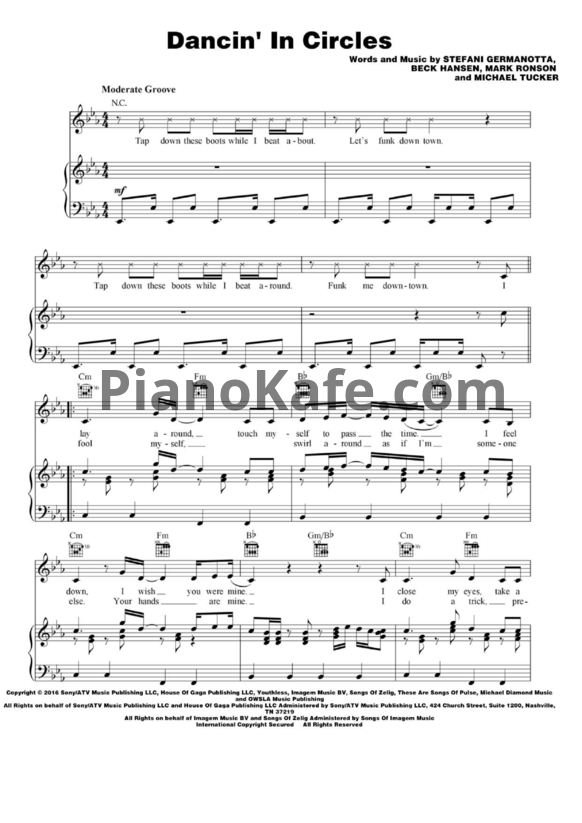 Ноты Lady Gaga - Dancin’ in circles (Версия 2) - PianoKafe.com
