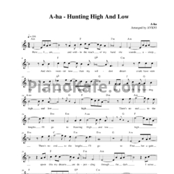 Ноты A-Ha - Hunting high and low - предпросмотр