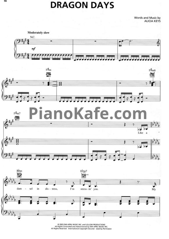 Ноты Alicia Keys - Dragon Days - PianoKafe.com