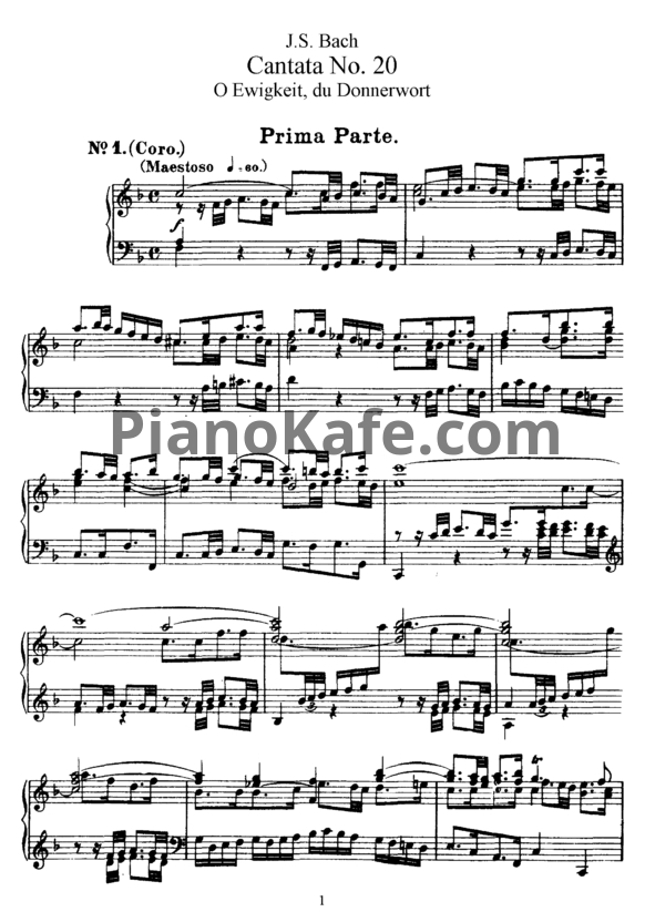 Ноты И. Бах - Кантата №20 "O Ewigkeit, du Donnerwort" (BWV 20) - PianoKafe.com