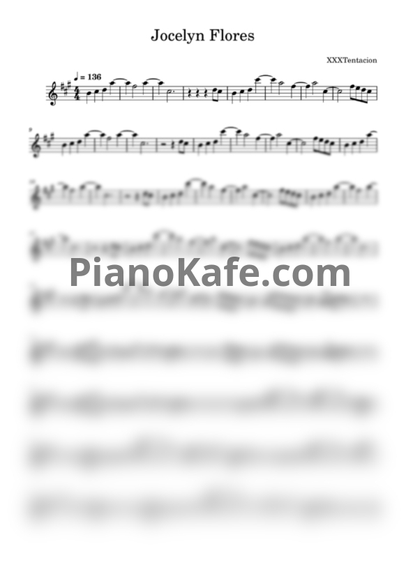 Ноты XXXTentacion - Jocelyn Flores (Переложение для саксофона альта) - PianoKafe.com
