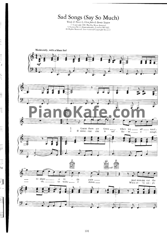 Ноты Elton John - Sad songs (Say so much) - PianoKafe.com