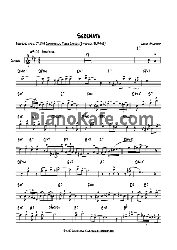 Ноты Leroy Anderson - Serenata - PianoKafe.com