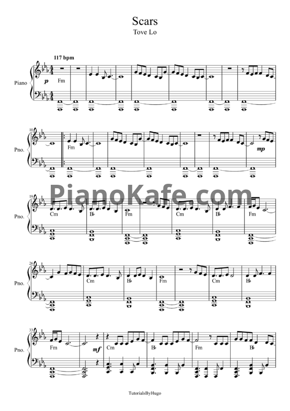 Ноты Tove Lo - Scars - PianoKafe.com