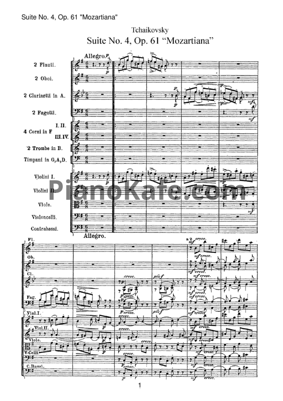 Ноты П. Чайковский - Сюита №4 "Моцартиана" Op. 61 (Партитура) - PianoKafe.com
