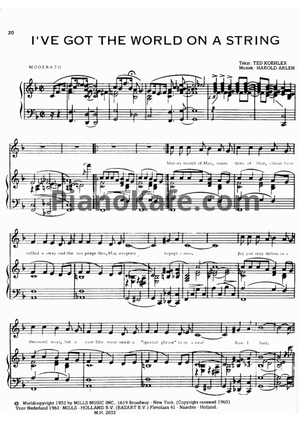 Ноты Frank Sinatra - I've got the world on a string - PianoKafe.com