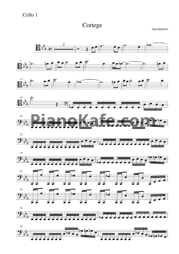 Ноты Apocalyptica - Cortege - PianoKafe.com