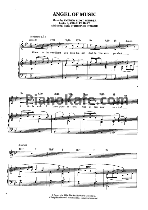 Ноты Andrew Lloyd Webber - Angel of music - PianoKafe.com