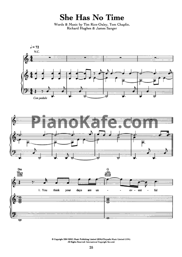 Ноты Keane - She has no time - PianoKafe.com