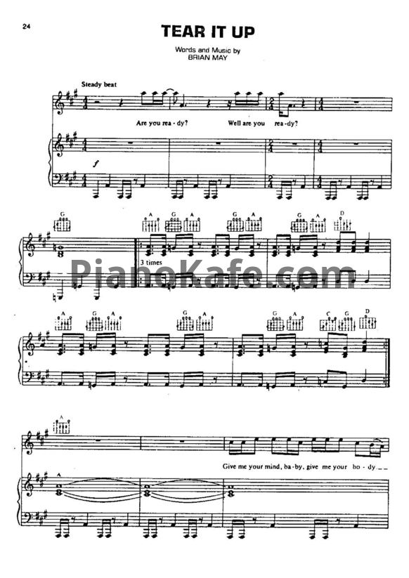Ноты Queen - Tear it up - PianoKafe.com