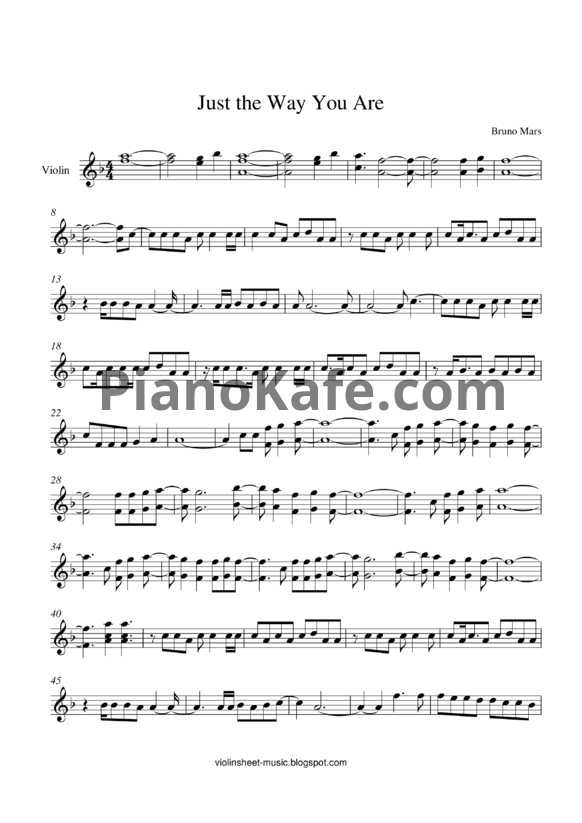 Ноты Bruno Mars - Just the way you are (для скрипки) - PianoKafe.com