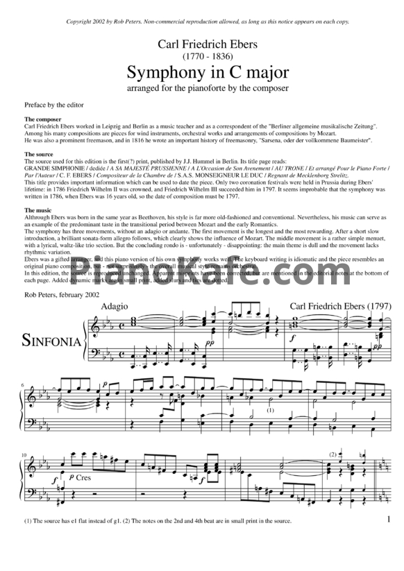 Ноты Carl Friedrich Ebers - Симфония до-мажор - PianoKafe.com