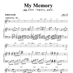 Ноты Ryu - My memory - предпросмотр