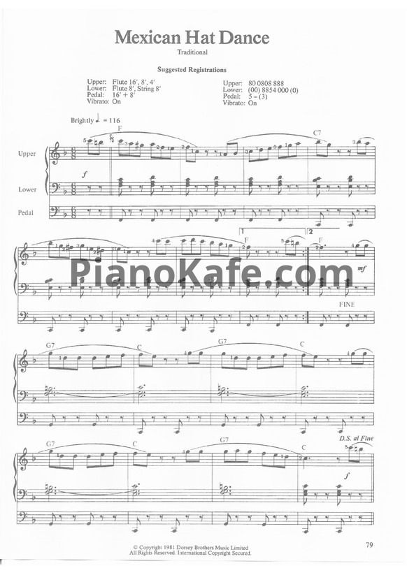 Ноты Jarabe Tapatio (Mexican hat dance) (Переложение для органа) - PianoKafe.com