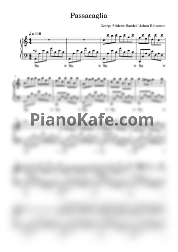Ноты Георг Гендель - Passacaglia (Облегченное переложение) - PianoKafe.com