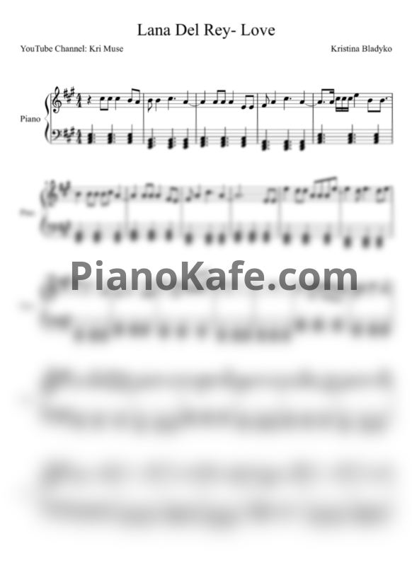 Ноты Lana Del Rey - Love (KriMuse Cover) - PianoKafe.com
