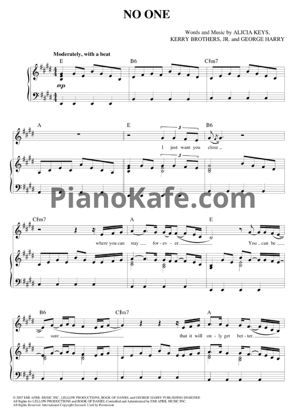 Ноты Alicia Keys - No One - PianoKafe.com