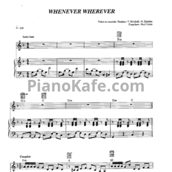 Ноты Shakira - Whenever wherever - предпросмотр