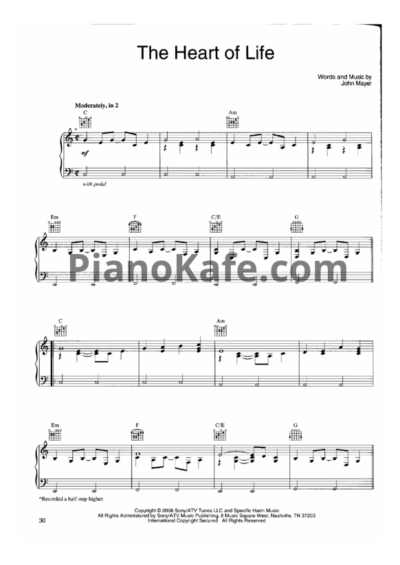 Ноты John Mayer - The Heart Of Life - PianoKafe.com