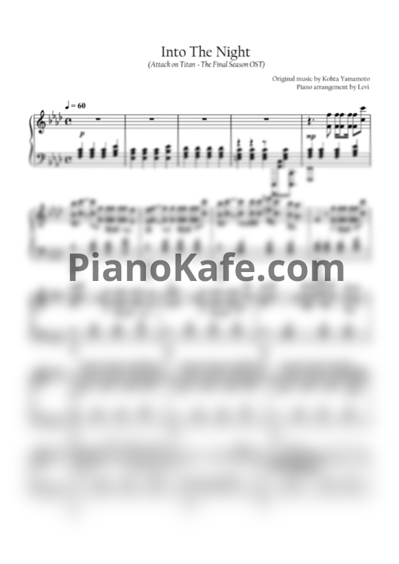 Ноты Kohta Yamamoto - Into the Night - PianoKafe.com