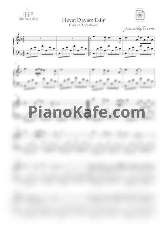 Ноты Huseyn Abdullayev - Heyat davam edir - PianoKafe.com