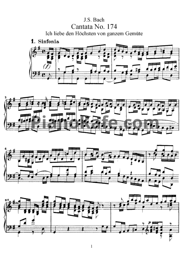 Ноты И. Бах - Кантата №174 "Ich liebe den hochsten von ganzem gemute" (BWV 174) - PianoKafe.com