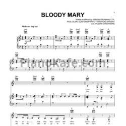 Bloody mary текст. Леди Гага Bloody Mary Ноты для фортепиано. Леди Гага Bloody Mary на пианино Ноты.