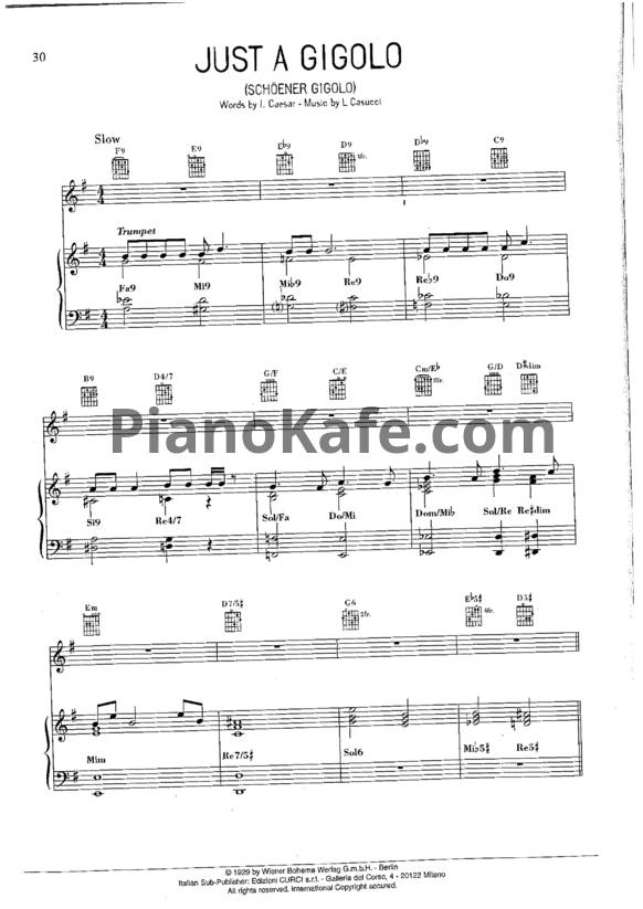 Ноты Louis Armstrong - Just a gigolo - PianoKafe.com