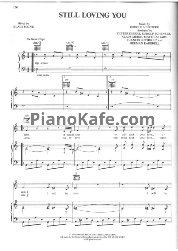 Ноты Scorpions - Still loving you - PianoKafe.com