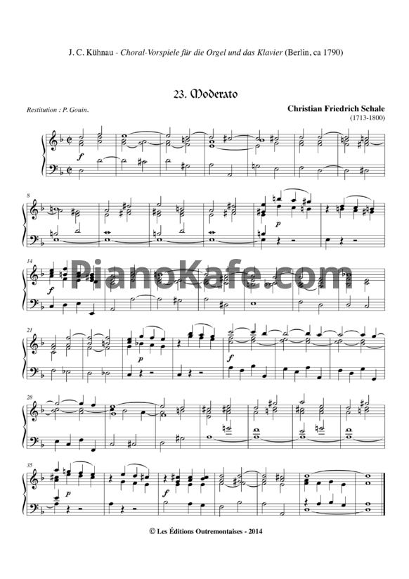 Ноты Кристиан Фридрих Шале - Модерато ре минор - PianoKafe.com