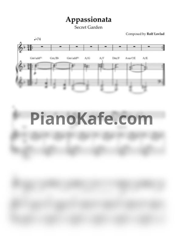 Ноты Secret Garden - Appassionata - PianoKafe.com
