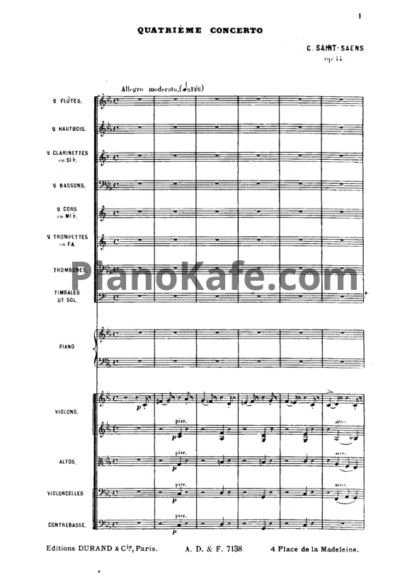 Ноты Камиль Сен-Санс - Концерт №4 для фортепиано с оркестром (Op. 44) - PianoKafe.com