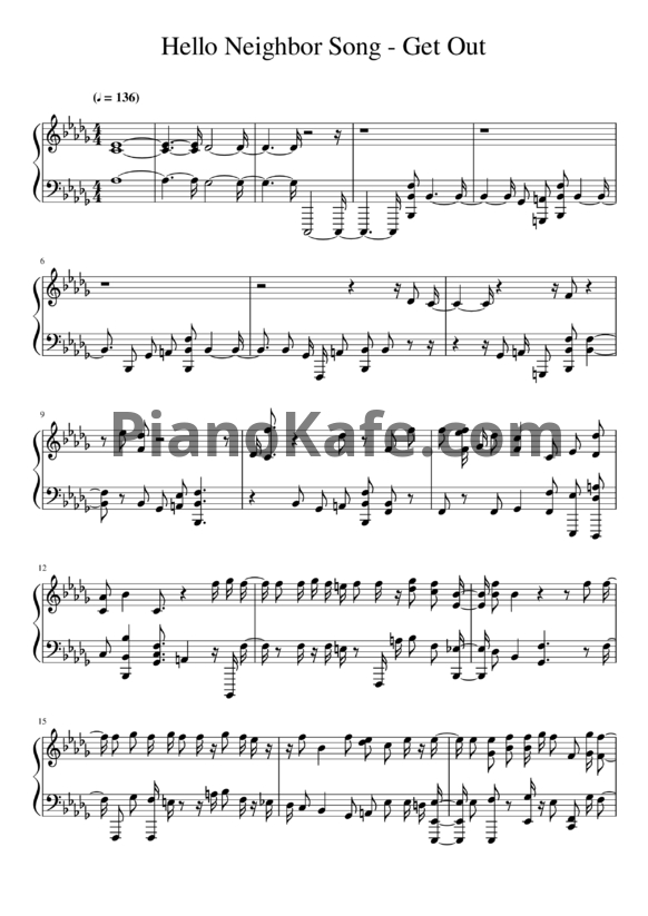 Ноты Dagames - Get out (Hello neighbor song) - PianoKafe.com