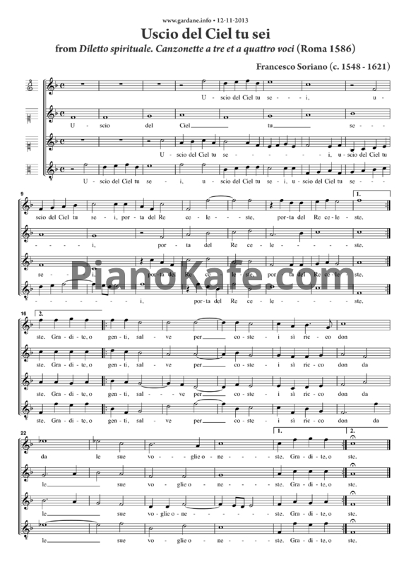 Ноты Ф. Сориано - Uscio del Ciel tu sei - PianoKafe.com