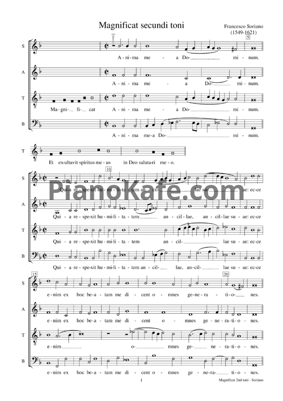 Ноты Ф. Сориано - Magnificat secundi toni - PianoKafe.com