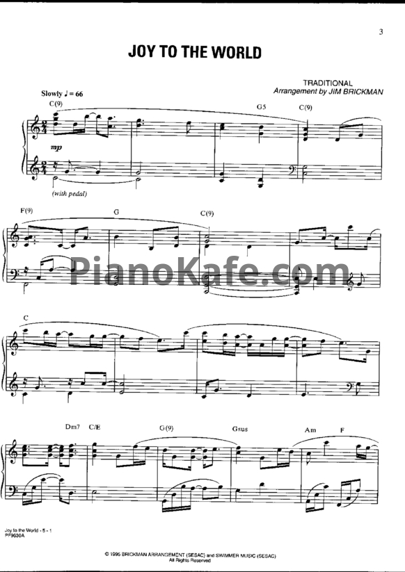 Ноты Jim Brickman - Joy to the world - PianoKafe.com