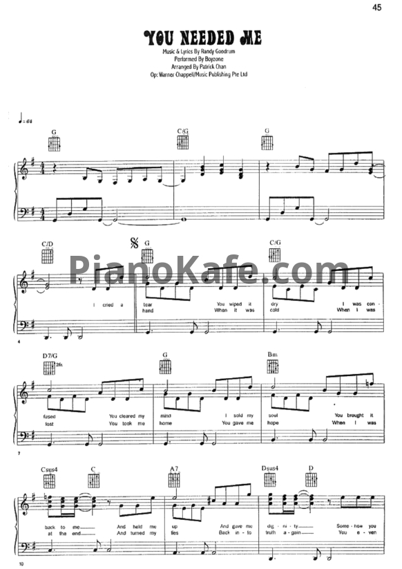 Ноты Boyzone - You needed me - PianoKafe.com
