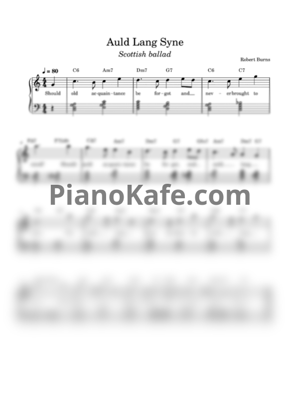 Ноты Robert Burns - Auld lang syne - PianoKafe.com