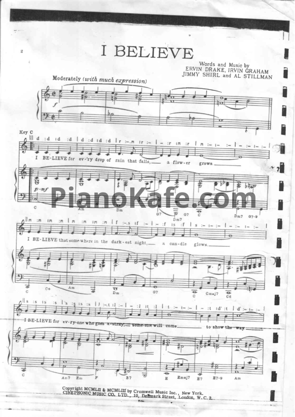 Ноты Elvis Presley - I believe - PianoKafe.com