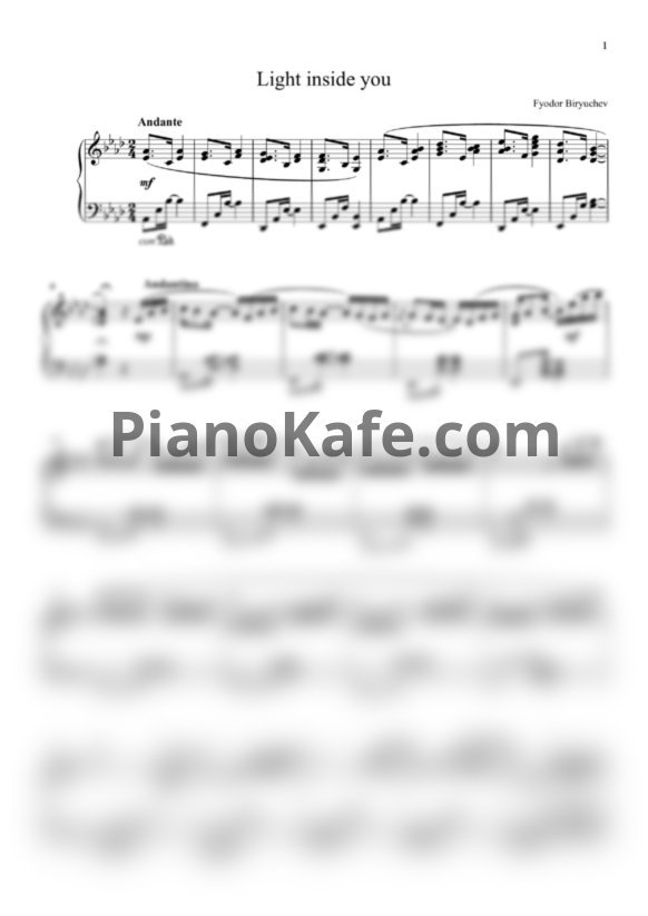 Ноты Фёдор Бирючев - Light Inside You - PianoKafe.com
