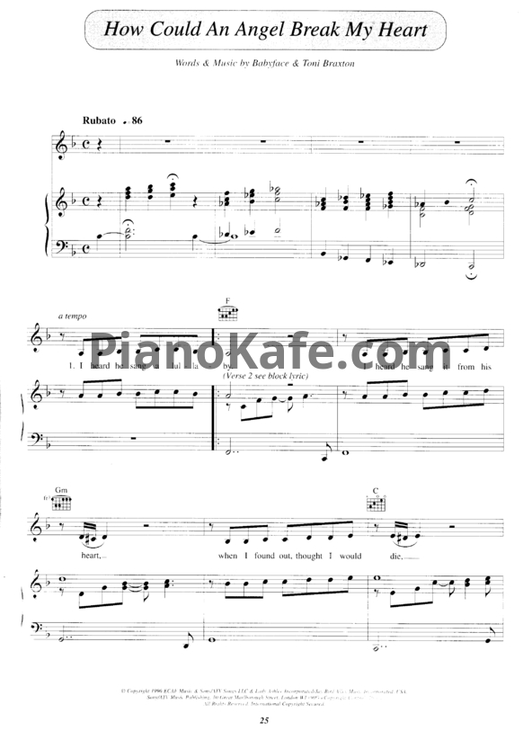 Ноты Toni Braxton - How could an angel break my heart - PianoKafe.com