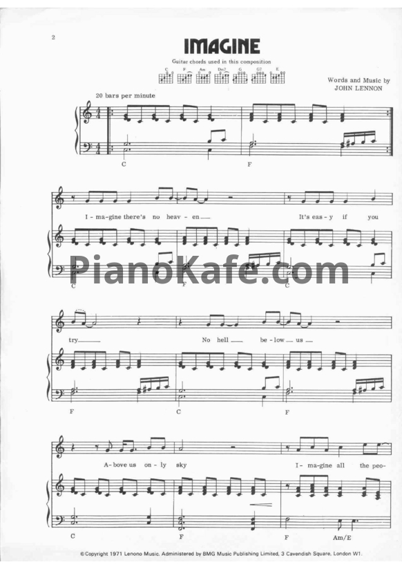 Ноты John Lennon - Imagine (Версия 3) - PianoKafe.com