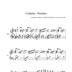 Ноты Coldplay - Paradise (Adrian Lee version) - предпросмотр