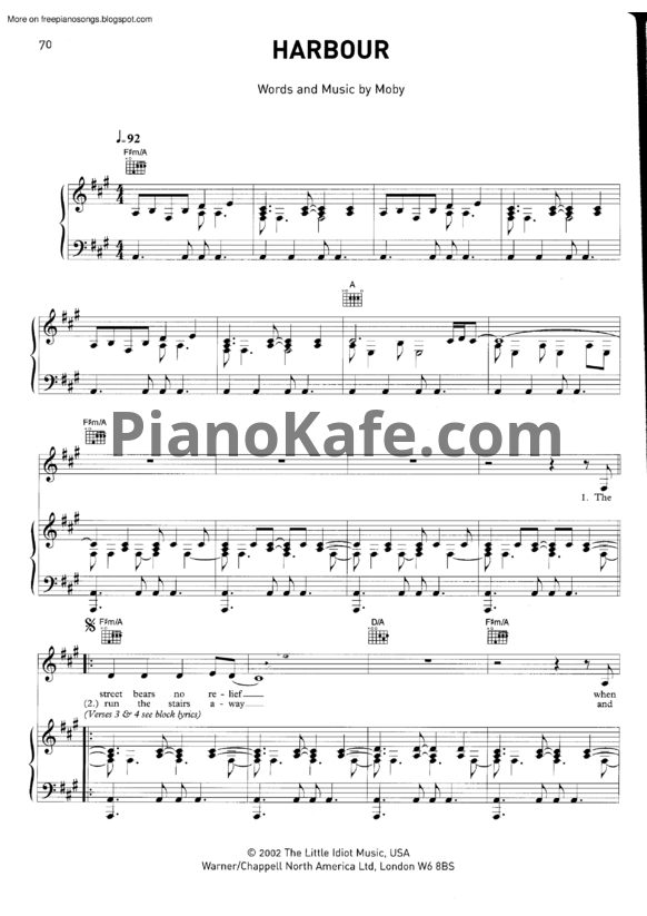 Ноты Moby - Harbour - PianoKafe.com