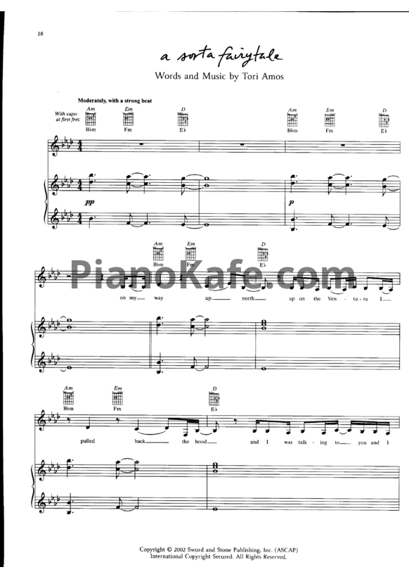 Ноты Tori Amos - A sorta fairytale - PianoKafe.com