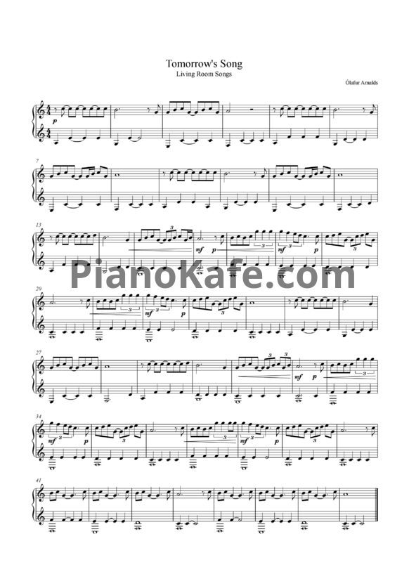 Ноты Olafur Arnalds - Tomorrow's song - PianoKafe.com