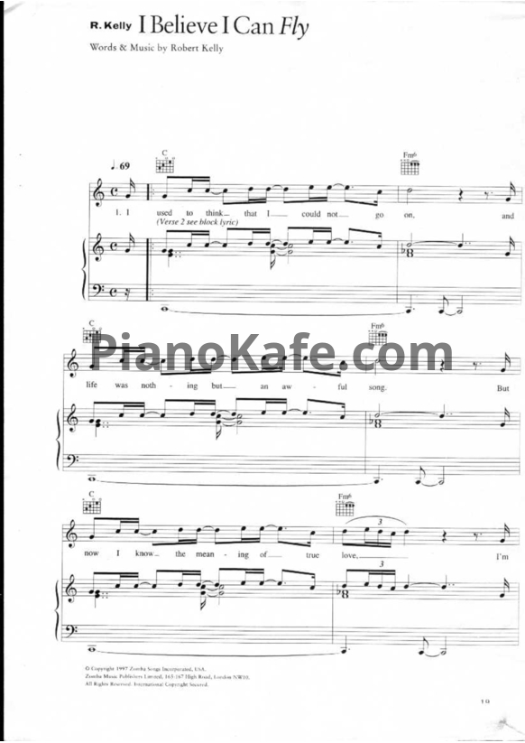 Ноты R. Kelly - I believe I can fly (Версия 2) - PianoKafe.com